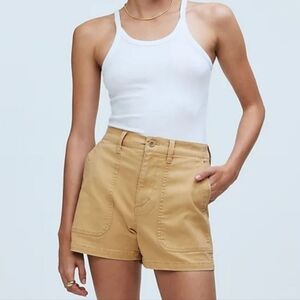 Madewell High Waisted Cargo Shorts The Perfect Vintage Fatigue Tan Plus Size 33